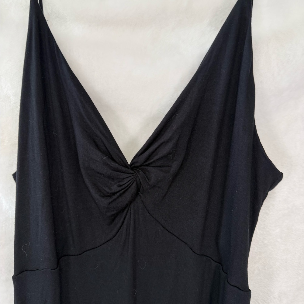 Anthropologie Black Dress Black Twist Front Midi Dress Size Large L fitted - Picture 14 of 14